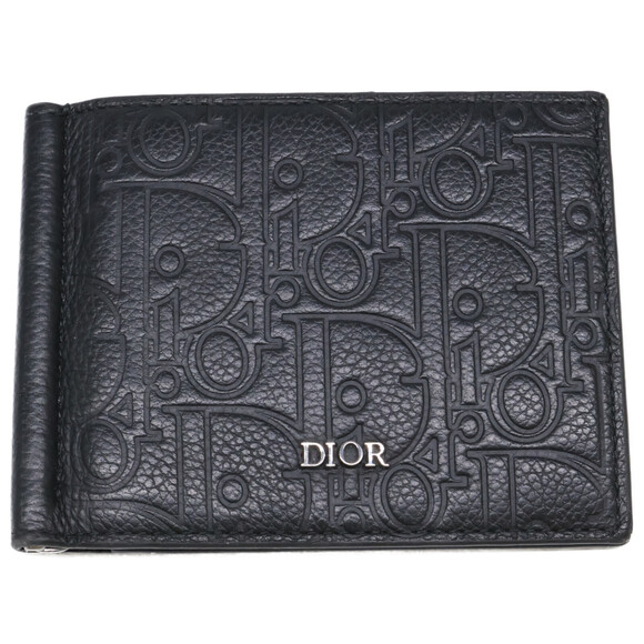 Christian Dior DIOR Gravity Leather Bi-fold Wallet with Money Clip (No Coin P...
